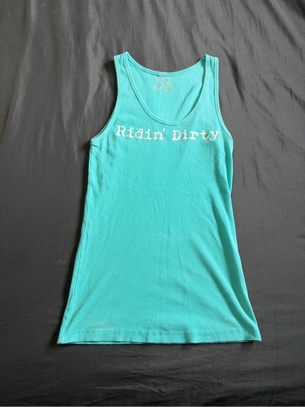 Y2K 2000s Ridin' Dirty Tank Top light teal
tank too. 100% cotton! Size M.